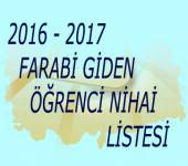 2016 - 2017 FARABİ GİDEN ÖĞRENCİ NİHAİ LİSTESİ